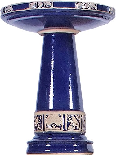 Cobalt Blue High Gloss Glazed Ceramic Birdbath