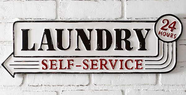 Add fun and color to your laundry room wall with our Country Farmhouse Metal Laundry Sign