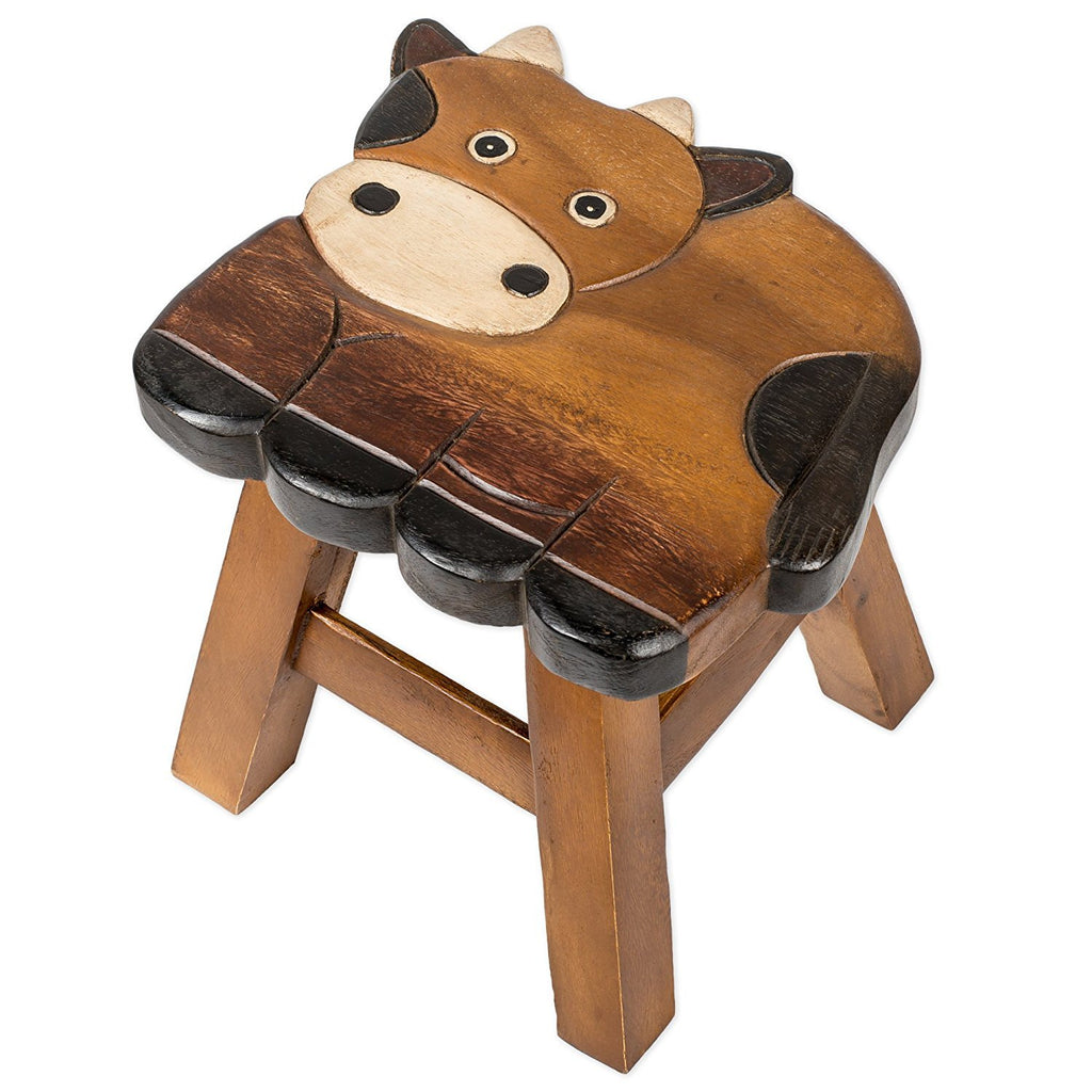 Cornelius the Cow Handcrafted Wood Stool Footstool for Children is a great item to have for seating, bathroom trips, a boost for animals too.