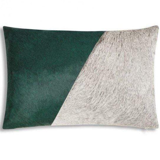 Our Deep Green Linen and Ivory Cowhide Lumbar Throw Pillow is 14” x 20” and a custom made beauty that has been detailed with the blending of deep ember green linen that has been accented with ivory hair on cowhide, makes this pillow an absolute showstopper! It is feminine enough for the ladies and tough enough for men to love anywhere in your home.
