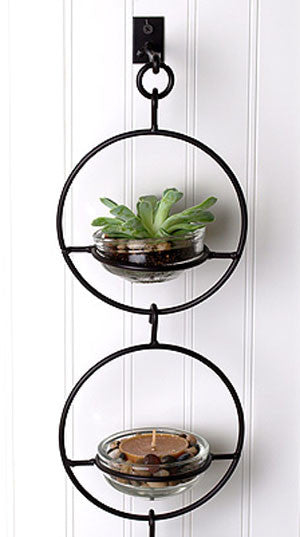 Our Double Metal and Glass Hanging Wall Terrarium / Candle Holder / Bird Feeder is a multi-functional item and can be used indoors or outdoors