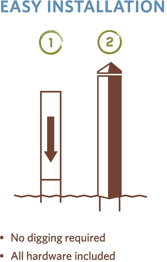 Our graphic shows how easy it is to install our Sunflowers and Checks Decorative Obelisk Garden Yard Art Post