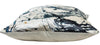 Shown, side view of Our Embellished Ivory Velvet and Blue Printed Ink Spots Embroidered Throw Pillows come in two sizes, 22” square and 14"x20" lumbar. These decorative indoor accent pillows feature ivory velvet fabric embellished, front side only, with digitally printed ink spots in a variety of blue colors including blotches of gold and then elegantly finished with embroidered highlights. They such unique and beautiful pillows and will add a touch of color, glamour and luxury to any room in your home.