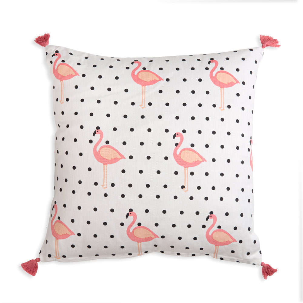 Add color and flair to your home with our Flamingo Black and White Polka Dots Throw Pillow