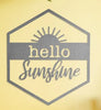 Our Hello Sunshine Metal Door or Wall Greeting Quote Sign add expression to your indoor or outdoor space. These, made to last and endure, charming hexagon signs are made here in the USA, from premium made raw unsealed steel. They are available in 9 styles, each of which has a short sayings that will be inspiration and fun to greeting folks in your home, indoors or outdoors. Size is 14” x 12”.