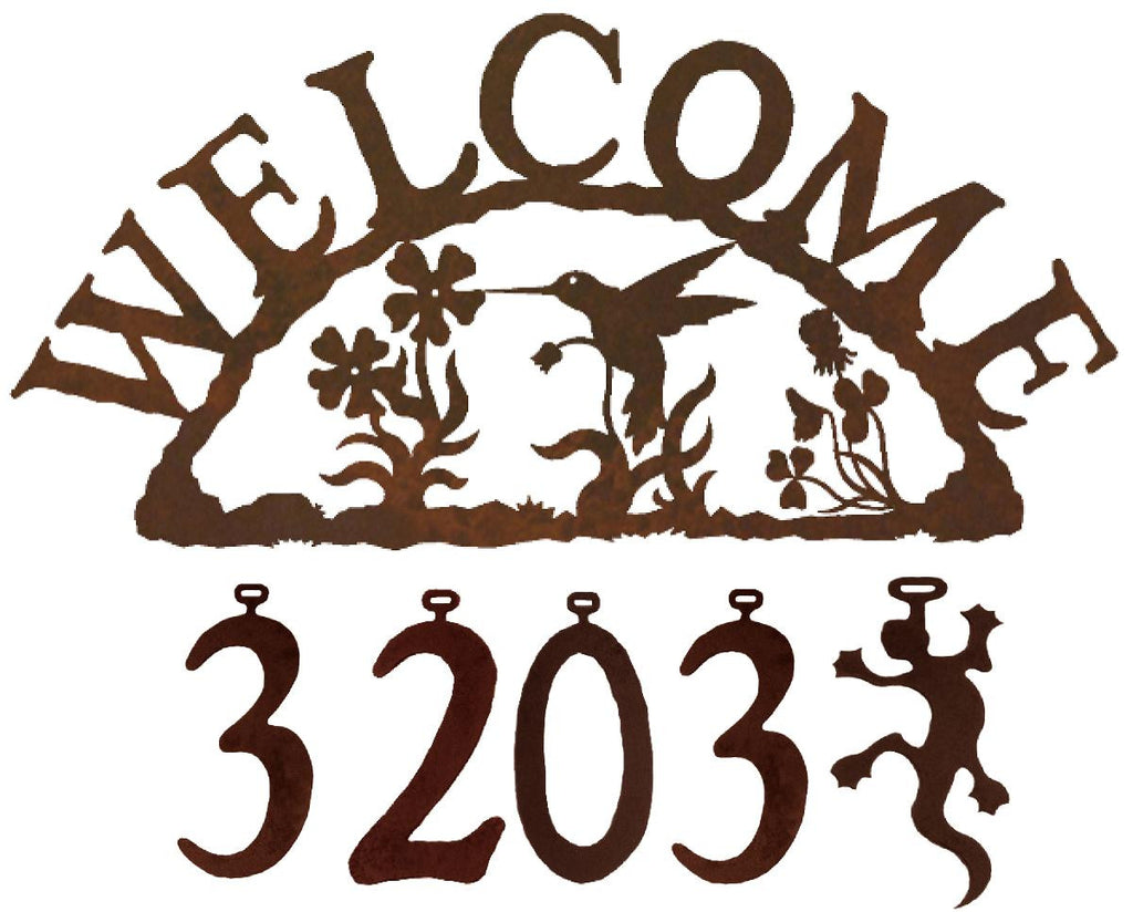 Our Hummingbird Handcrafted Metal Welcome Address Sign is a great addition for your cabin or home and you can customize it with hanging numbers and symbols of your choice