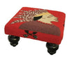 Our Indian Scout Handcrafted Hooked Wool Footstool features vibrant colors and is 16” square x 8” tall and a great accent piece to use to put your feet up after a long hard day