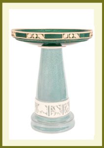 Replacement Birdbath Bowl Top for Jupiter Green High Gloss Glazed Ceramic Birdbath