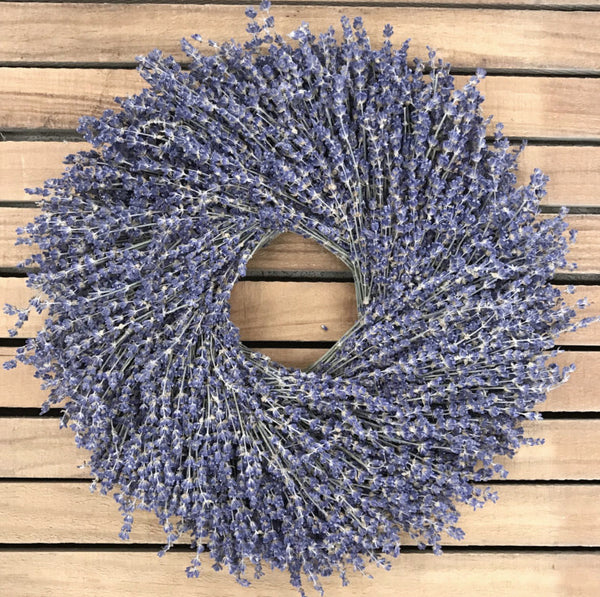 Fragrant and beautiful is our Lavender Natural Dried and Preserved Wreath – 16”. Makes a statement in fragrance and color. 