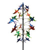 Our Migration of Birds Kinetic Wind Spinner is exactly what you will see with this colorful wind accent. If you are a bird lover, this is the garden wind accent for you. It features several layers of birds, stretching out to different lengths that can all spin together or separately. This unique wind spinner for your garden features durable painted heavy metal birds in a multiple of colors, enabling each them to catch a breeze and begin the mesmerizing display of motion. Overall size is 92" Tall x 29" Wide.
