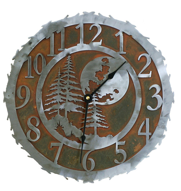 Mountain Moon Handcrafted Metal Wall Clock - 12 inch - inthegardenandmore.com
