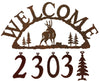 Our Mule Deer Handcrafted Metal Welcome Address Sign is great for your cabin or home and you can customize it with hanging numbers and symbols of your choice