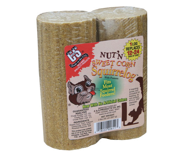 Our feeder comes with a set of Nut and Sweet Corn Squirrel Food to get you, and your squirrels, up and going.