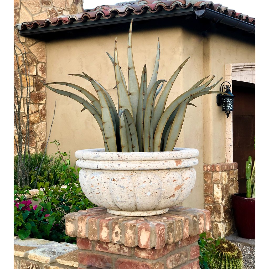 Shown planted in a planter, our Octopus Agave Succulent Metal Yard Art Sculpture are available in two sizes and handcrafted here in the USA, our skilled artisans have certainly captured the beauty of these agave garden décor metal sculptures. You can plant them in the ground or in a planter and they create maintenance free, beautiful landscaping pieces.