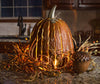  Our Orange Metal Indoor/Outdoor Pumpkin Candle Luminary is 18” tall x 12” in diameter and has a large 6” opening for you to add your own flameless candle or 3-wick jar candle and you will immediately light up any space day or night. Our steel construction pumpkins are rust-proof, powder coated, UV resistant and so great for creating indoor or outdoor beauty, season after season. Also available in white and expresso colors.  Shown with candle, not included.