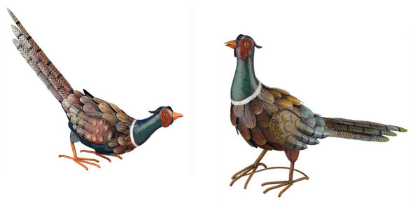 Our Pheasant Friends Metal Garden Statuary comes as a set of two and they have been handcrafted by skilled artisans who have an eye for detail and an obvious love for their craft. Get ready for lots of complements on this pair of fun garden yard art décor.