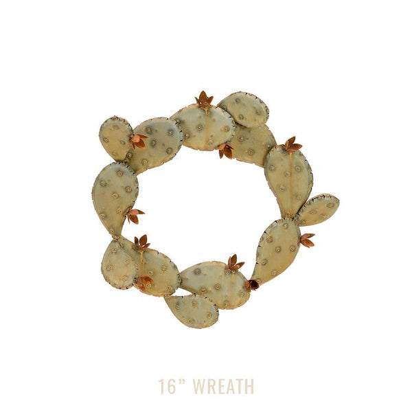 Our Prickly Pear Cactus Handcrafted Metal Front Door Wreath can be used year round