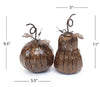 Our Pumpkin and Gourd Mini Luminary Lanterns are handcrafted from metal in a hammered finished coffee color and they are wonderful for indoor or outdoor use. They also look great scattered among our larger pumpkins as well. They can easily accommodate a flameless or tea light candle. Our pumpkin and gourd set makes for a magical statement for fall and beyond. 