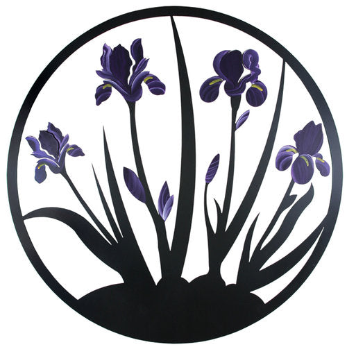 Our Purple Iris Blooms Metal Indoor Outdoor Wall Art is available in four (4) colorful blooming iris colors, purple, yellow, teal or blue and white and each has been uniquely crafted in the USA by skilled artisans and custom made to order. Every piece created is powder coated for outdoor or indoor use and it captures the artist’s creative beauty of this magnificent flower wall hanging