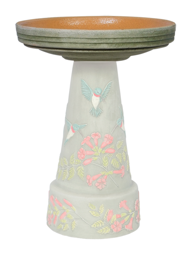 Our Replacement Birdbath Bowl Top for Hummingbird Handcrafted Clay Birdbath allows you to replace just the top of your birdbath  while maintiing the base.