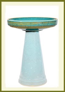 Lock on top of Turquoise Simply Elegant Clay Bird Bath Set