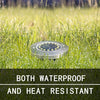 Our Round In Ground Solar Disk Landscape Lighting comes as a set of 4 disks that will accent any outdoor space and they will illuminate the night into an array of spectacular beauty… place them up a walkway, added within your flowers or up your driveway. So easy to install… simply turn on the switch under the cap and push the stake into the soil and the solar disk lights will automatically turn on in darkness and turn off in daytime or in bright areas. Each Size is 4.61” x 4.84” 