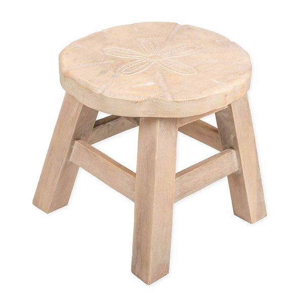 Our Sand Dollar Handcrafted Wood Stool Footstool is sturdy and great for adults and children