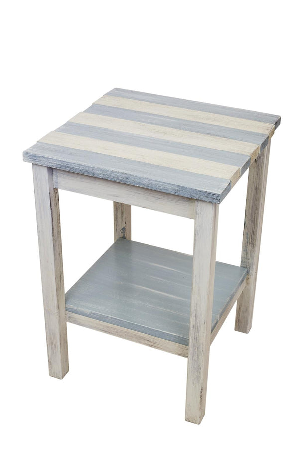 Our Seaside Cottage Stripe Wood Accent Side Table in Soft Blue is a beautiful table for any room in your home