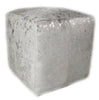Add style and function to your home with our Silver Acid Wash Designer Cowhide Cube Pouf Stool Ottoman