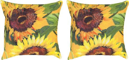 Sunflower Indoor/Outdoor Weather Resistant Fabric Pillows (set of 2)