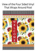 View of the vinyl wrap that surrounds our Sunflowers and Checks Decorative Obelisk Garden Yard Art Post