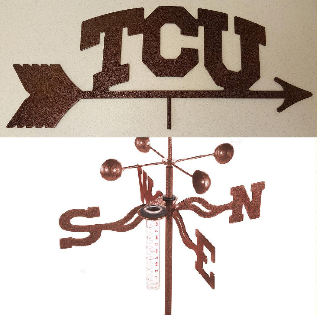 Show your team support with our Texas Christian University Collegiate Rain Gauge Garden Stake Weathervane