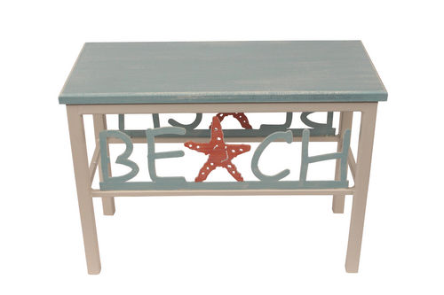 Add style and function to your nautically inspired home with our Weathered Grey BEACH Bench with Starfish (24”)