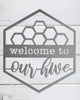 Our Welcome To Our Hive Metal Door or Wall Greeting Quote Sign add expression to your indoor or outdoor space. These, made to last and endure, charming hexagon signs are made here in the USA, from premium made raw unsealed steel. They are available in 9 styles, each of which has a short sayings that will be inspiration and fun to greeting folks in your home, indoors or outdoors. Size is 14” x 12”.