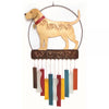 Our Yellow Lab Dog Metal and Glass Wind Chime Suncatcher is handcrafted of metal and glass and you will enjoy the gentle sounds of the glass clanging together to make a wind chime sound that is lovely, fun and creative. Size is 10 inches wide and 22 inches long x 1-1/2 inches deep