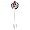 Our Zestful Zinnia Kinetic Wind Spinner features an assortment of bright colors will that spin and twirl and create a motion of beauty. This unique wind spinner for your garden features two heavy metal bi-directional rotor blades (front and back) that independently rotate, enabling them to catch a breeze and begin the mesmerizing display of motion. Overall size is 84" Tall x 24" Wide.