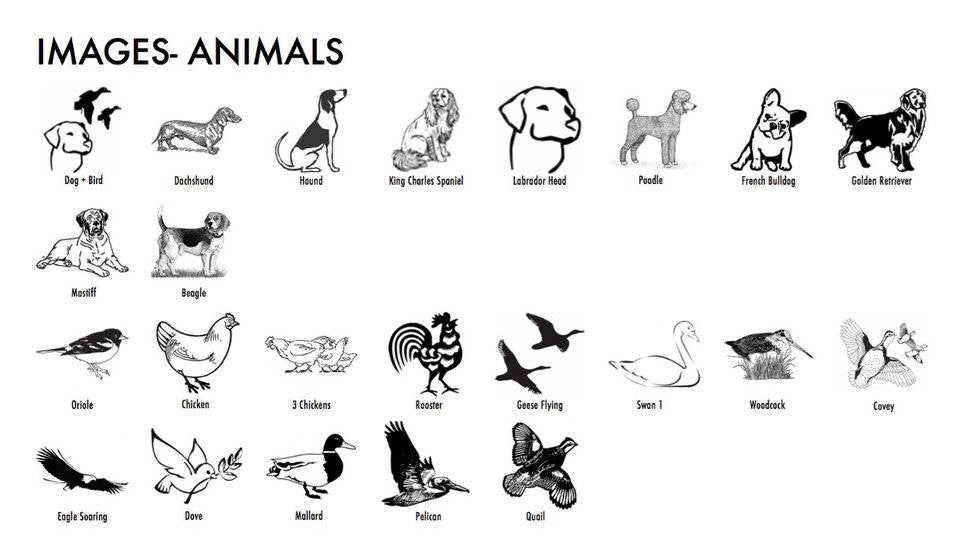These are Animal Images that you can choose to laser engrave on your board.