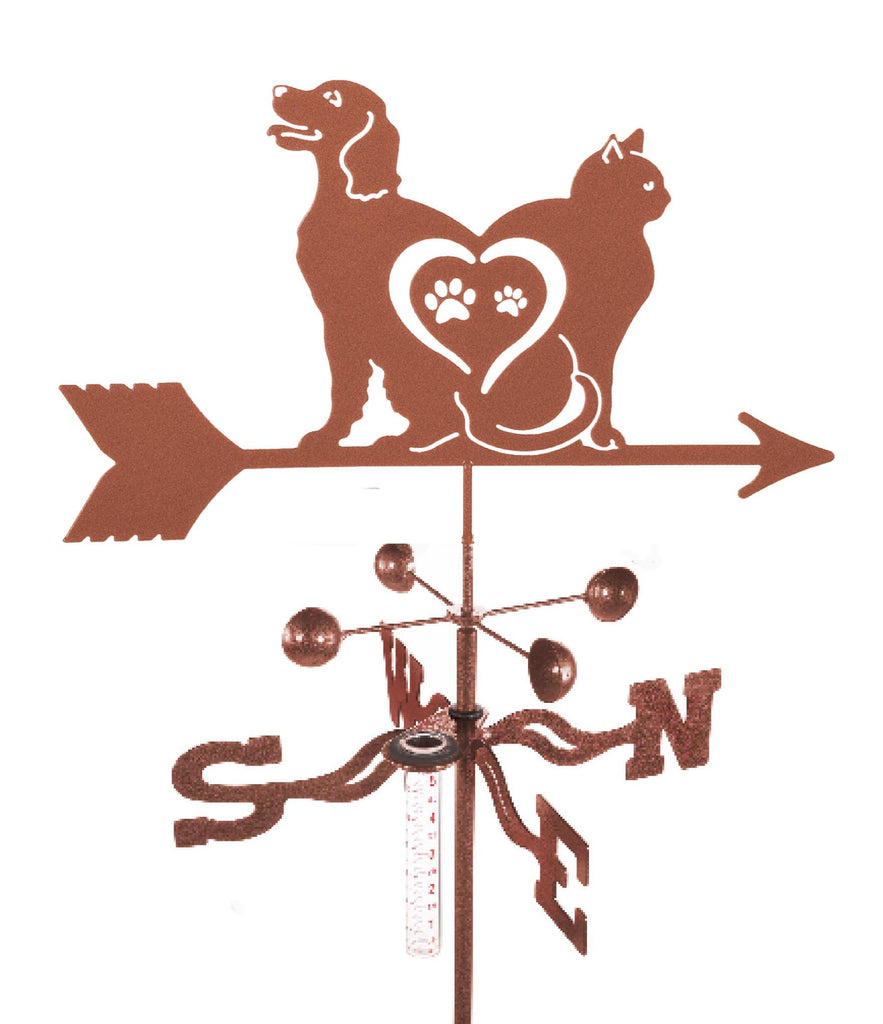 Combine function and yard art with our Dog and Cat Love Rain Gauge Garden Stake Weathervane