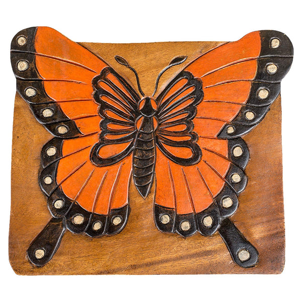 Our beautiful Monarch Butterfly Handcrafted Wood Stool Footstool is a sturdy stool for adults and children