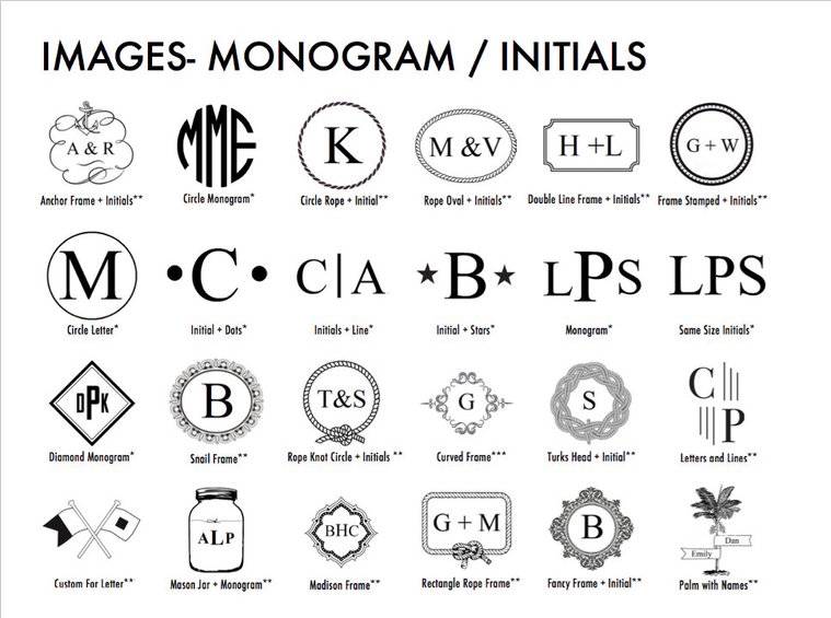 These are Monogram / Initial Images that you can choose to laser engrave on your board.