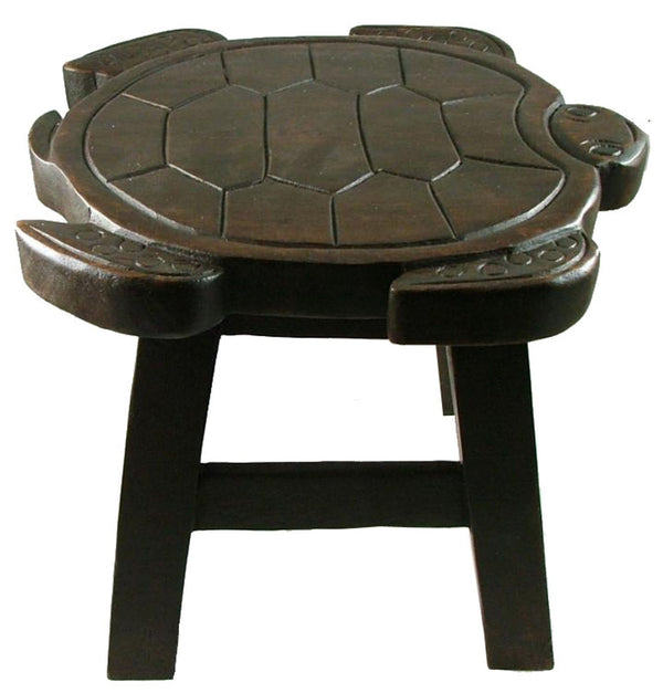 Our Sea Turtle Handcrafted Wood Stool Footstool show is in our dark stain finish and beautiful and useful for adults and children